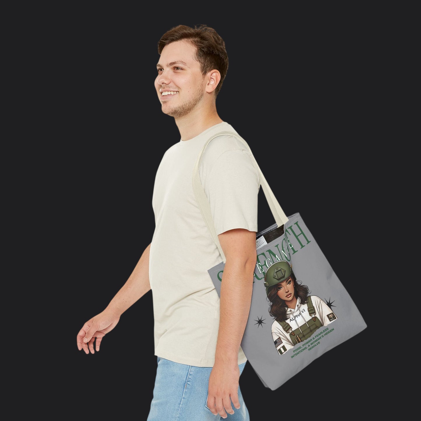 Strength and Elegance Spirit Edition Tote Bag — Military Women Veteran Canvas Bag