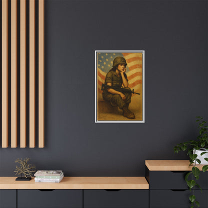 Waiting Warrior Framed Canvas