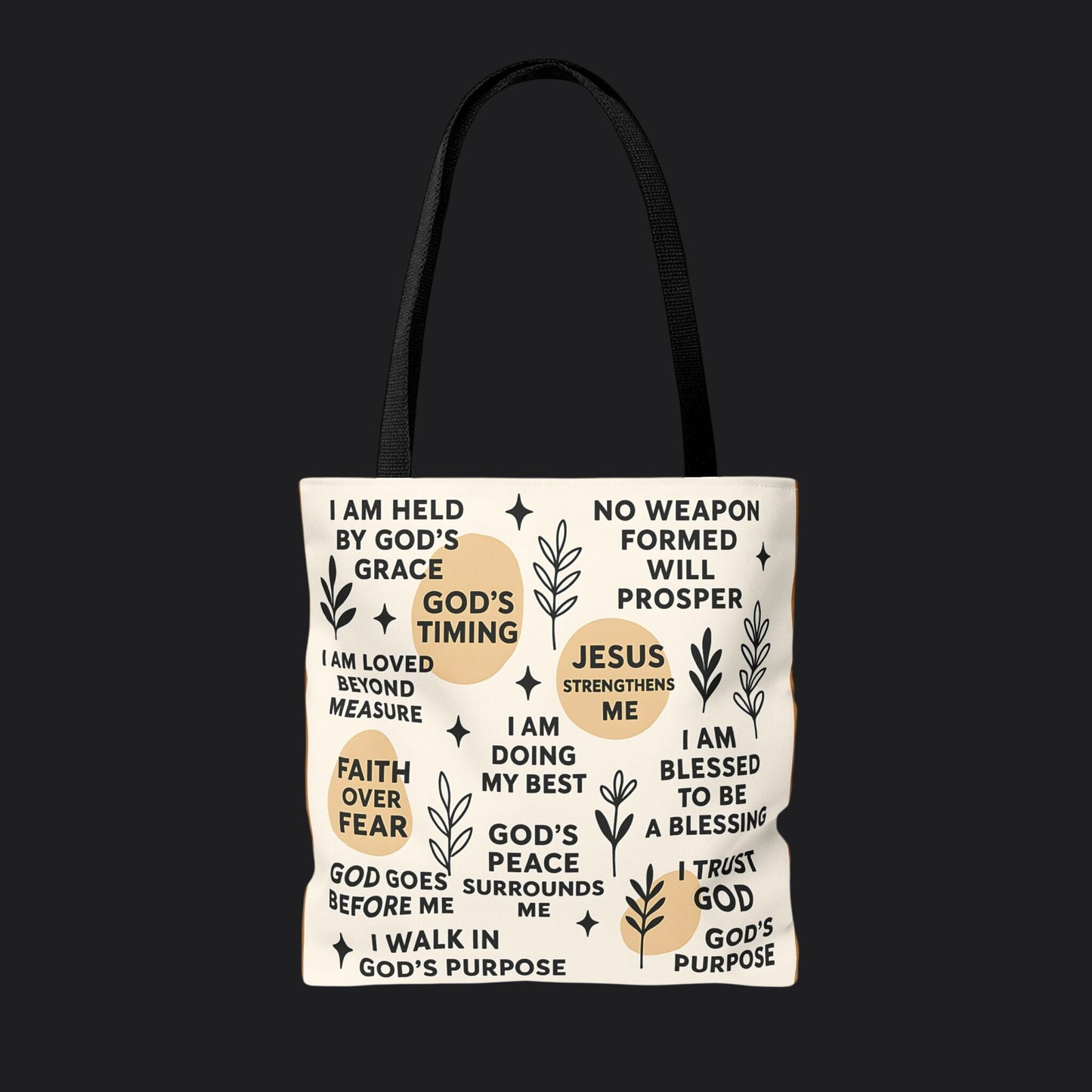 Faith Over Fear Christian Affirmation Tote Bag — Christian Gift Canvas Bag