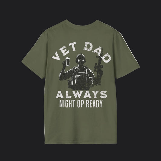 VET DAD Always Night Op Ready Tee — White Text