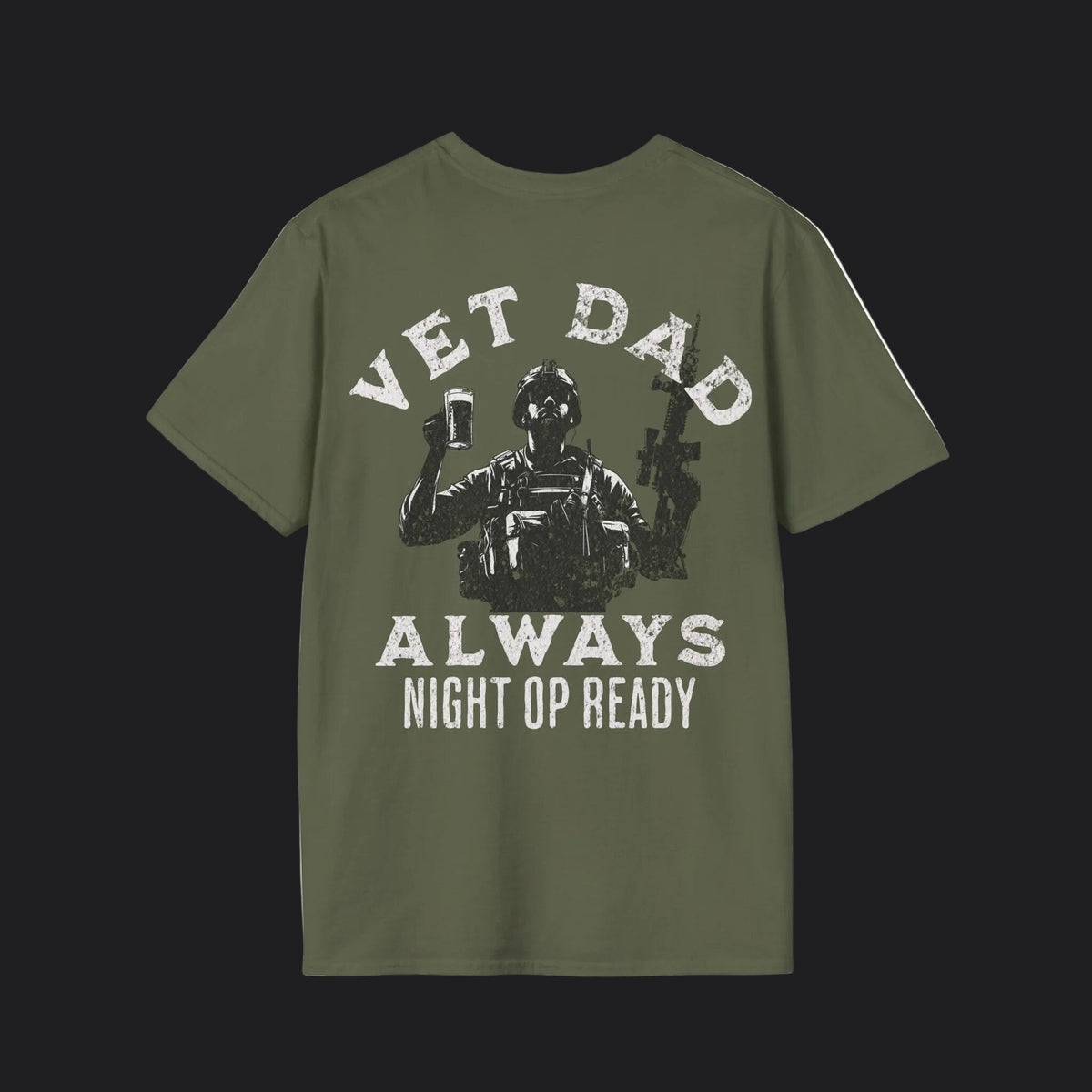 VET DAD Always Night Op Ready Tee — White Text