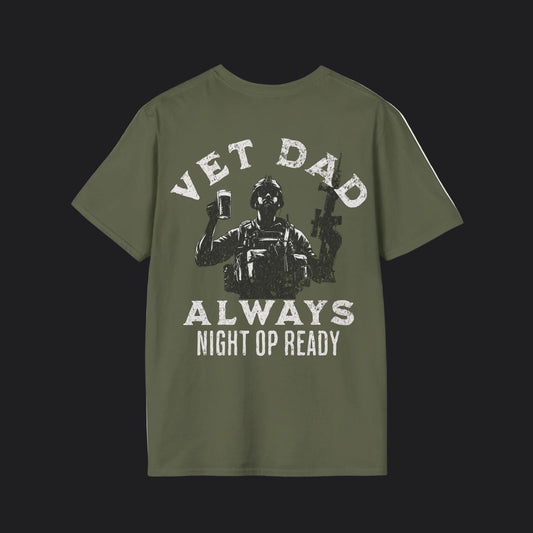 VET DAD Always Night Op Ready Tee — White Text