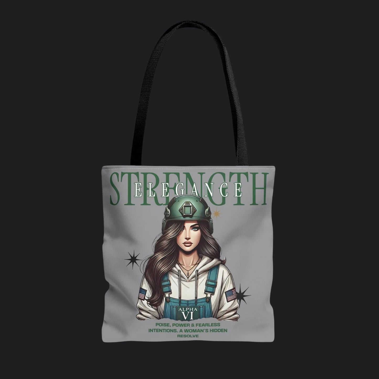 Strength and Elegance Tote Bag — Military Women Veteran Gift Canvas Bag