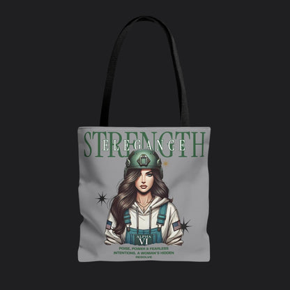 Strength and Elegance Tote Bag — Military Women Veteran Gift Canvas Bag