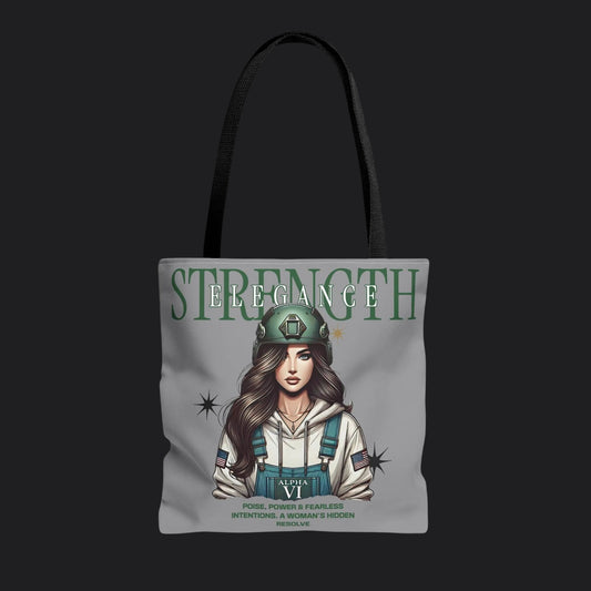 Strength and Elegance Tote Bag — Military Women Veteran Gift Canvas Bag