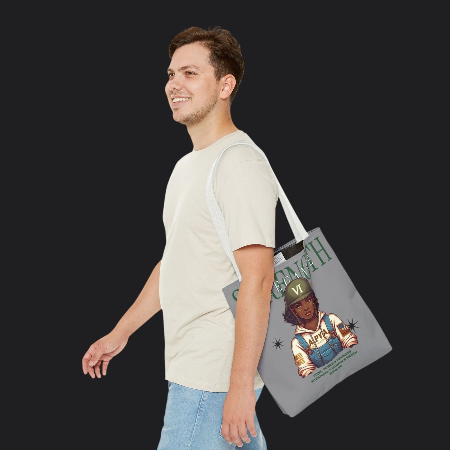 Strength and Elegance Heritage Edition Tote Bag — Military Women Veteran Canvas Bag