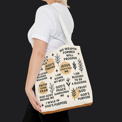 Faith Over Fear Christian Affirmation Tote Bag — Christian Gift Canvas Bag