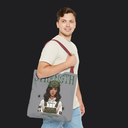 Strength and Elegance Spirit Edition Tote Bag — Military Women Veteran Canvas Bag