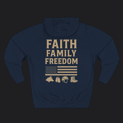 Faith Family Freedom Hoodie — Christian Patriotic Veteran Premium Pullover