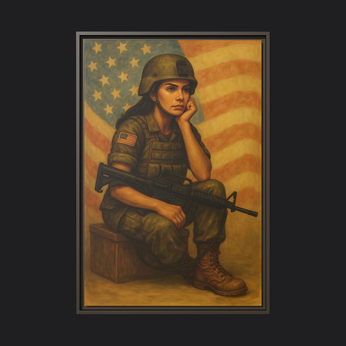 Waiting Warrior – Spirit Edition Framed Canvas