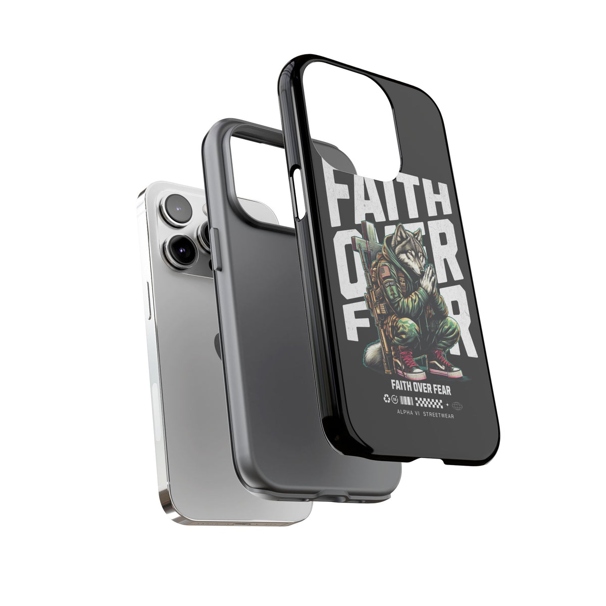 Faith Over Fear Wolf Warrior Tough Phone Case