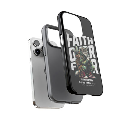 Faith Over Fear Wolf Warrior Tough Phone Case