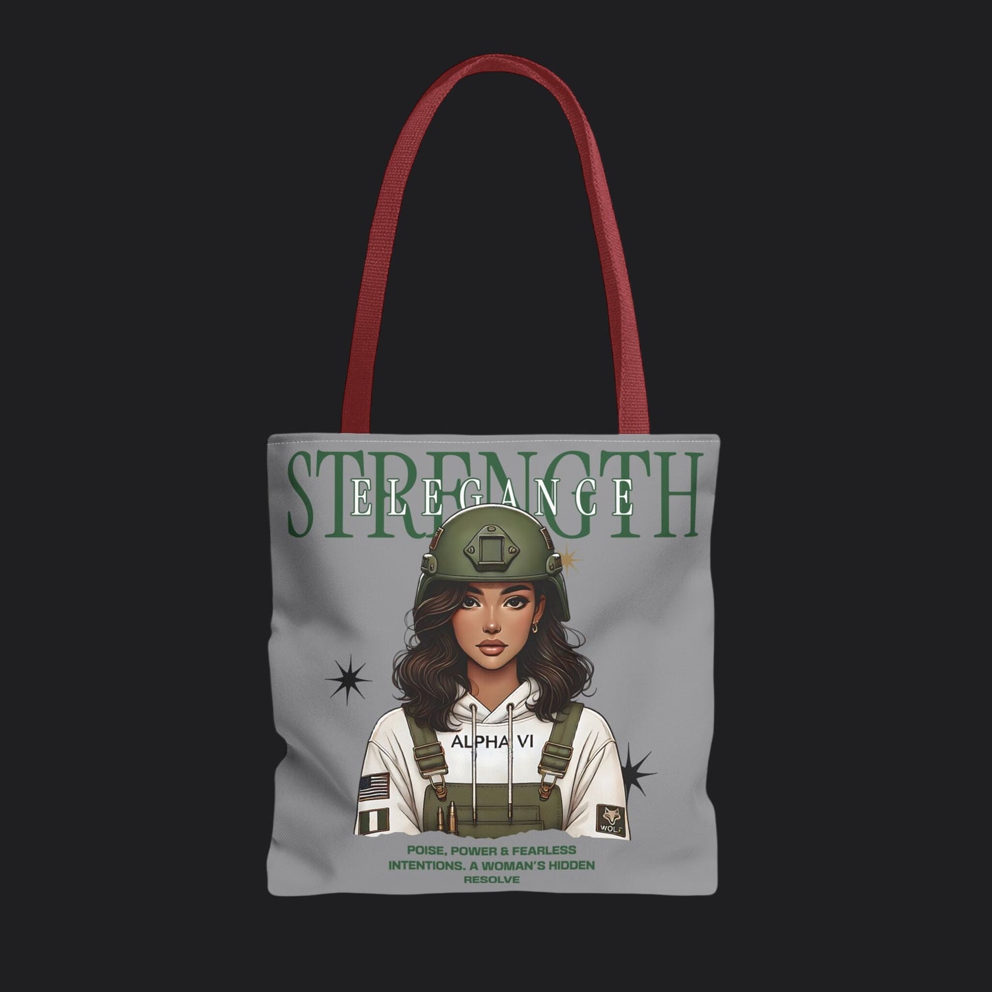 Strength and Elegance Spirit Edition Tote Bag — Military Women Veteran Canvas Bag