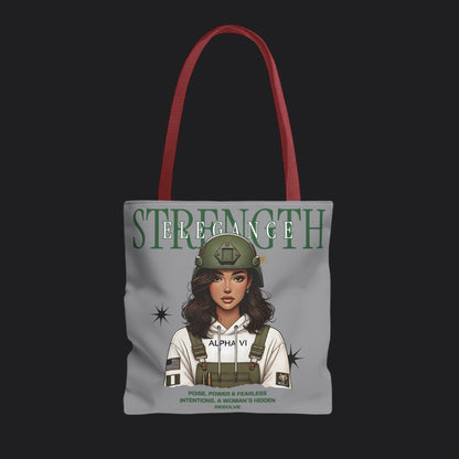 Strength and Elegance Spirit Edition Tote Bag — Military Women Veteran Canvas Bag