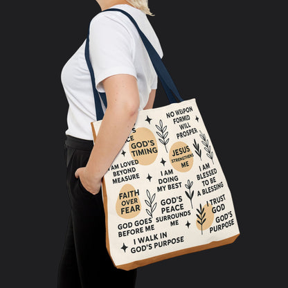 Faith Over Fear Christian Affirmation Tote Bag — Christian Gift Canvas Bag