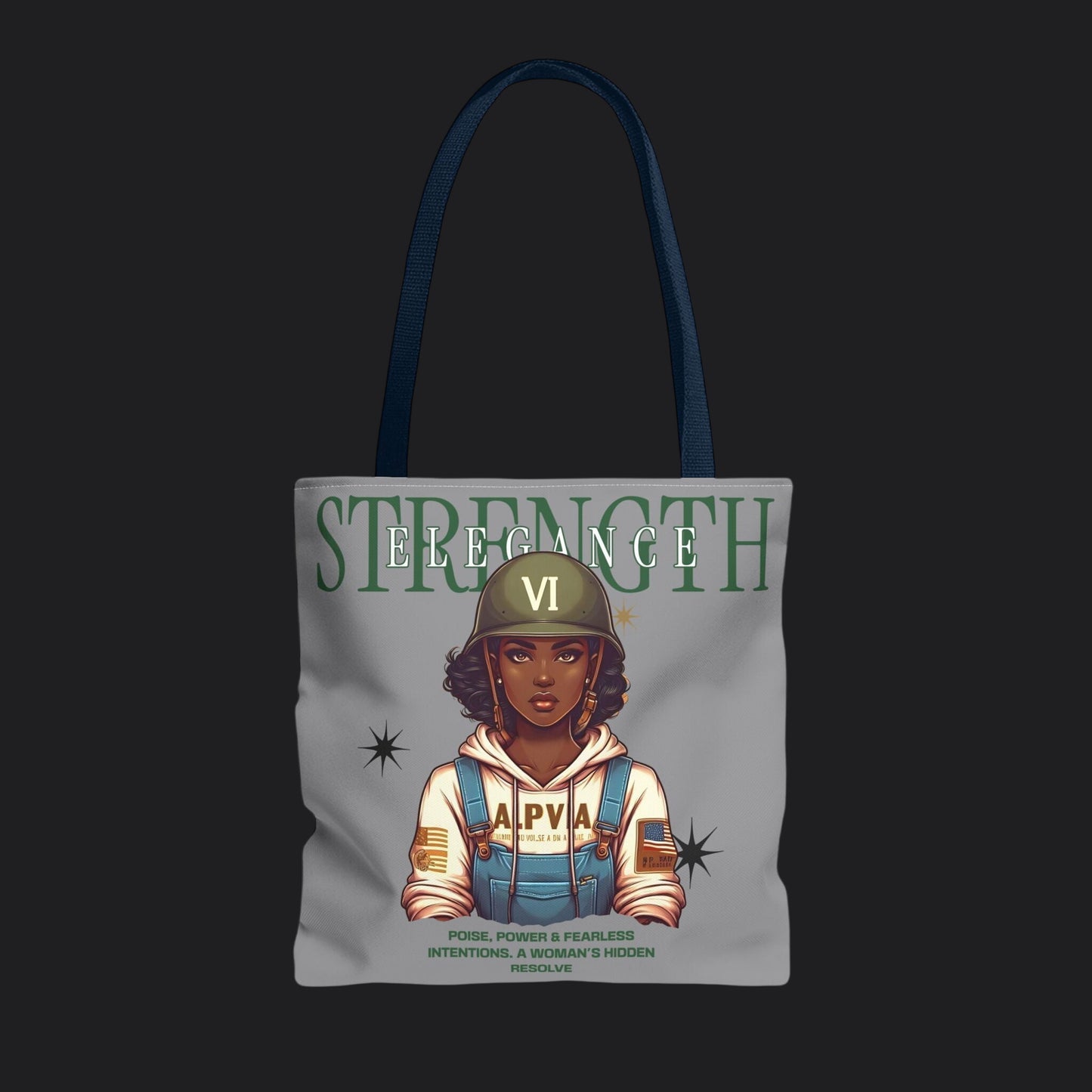 Strength and Elegance Heritage Edition Tote Bag — Military Women Veteran Canvas Bag