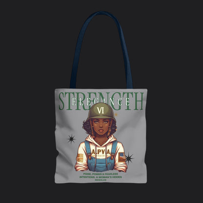Strength and Elegance Heritage Edition Tote Bag — Military Women Veteran Canvas Bag
