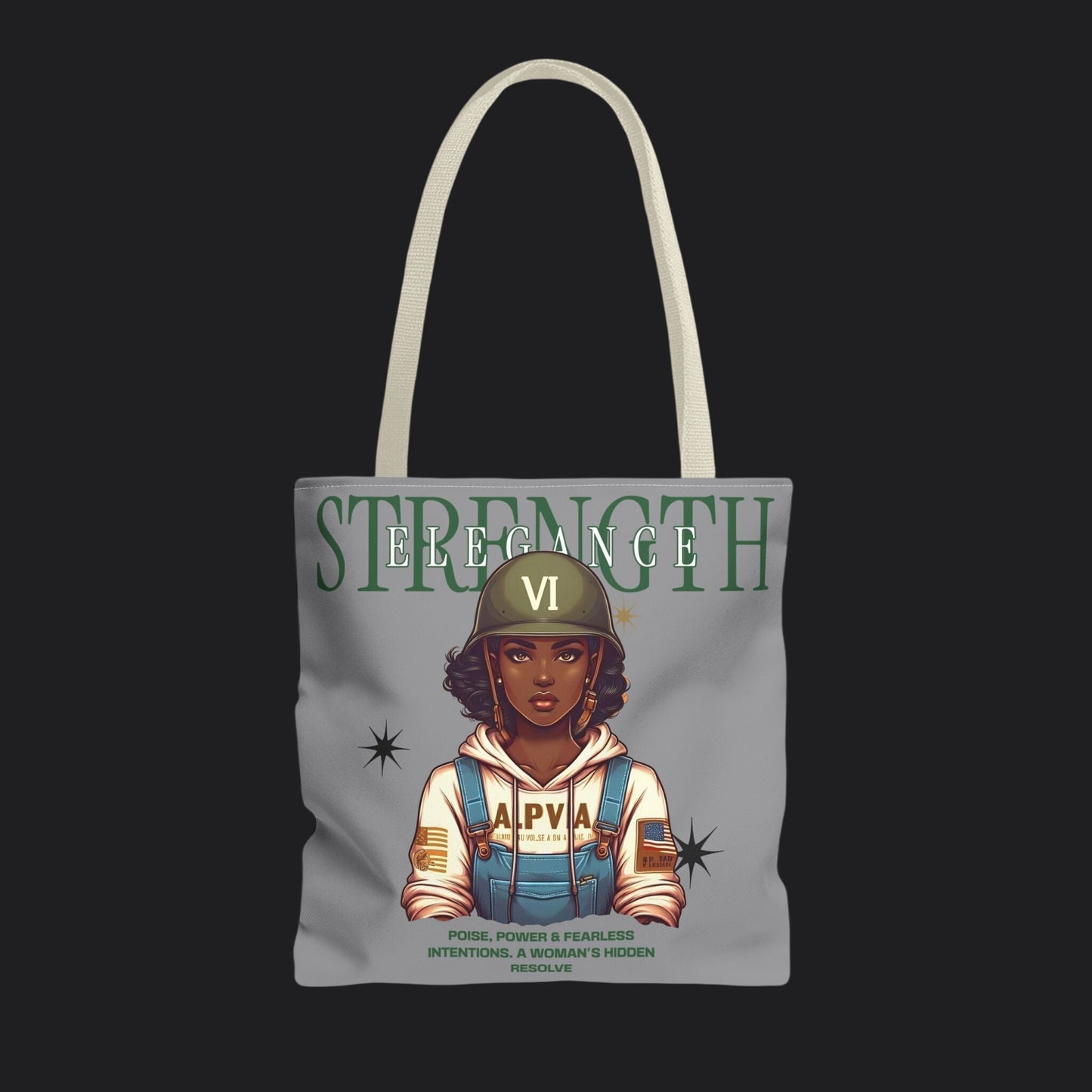 Strength and Elegance Heritage Edition Tote Bag — Military Women Veteran Canvas Bag
