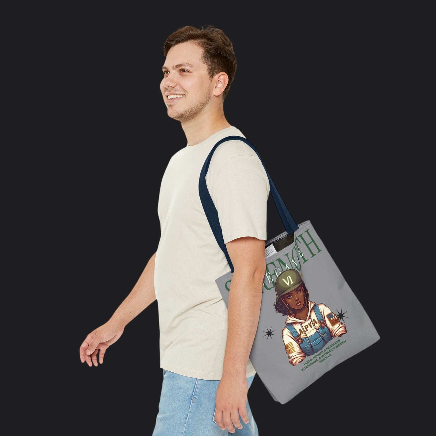 Strength and Elegance Heritage Edition Tote Bag — Military Women Veteran Canvas Bag