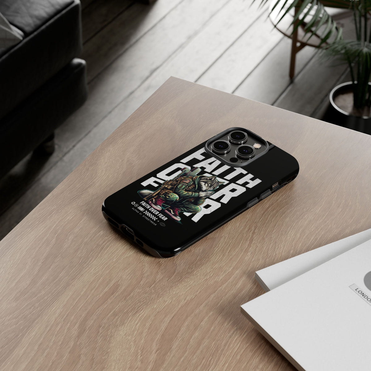Faith Over Fear Wolf Warrior Tough Phone Case