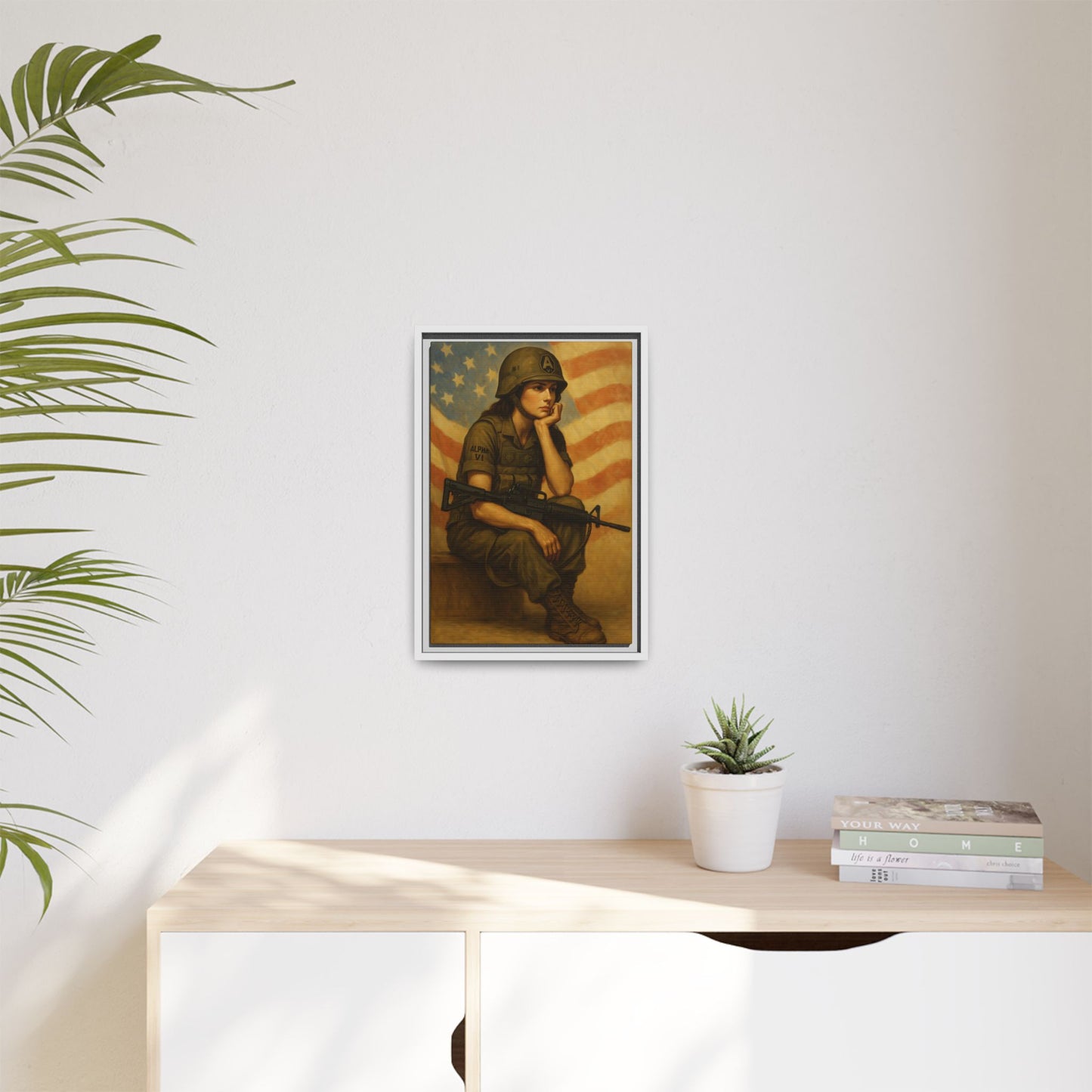 Waiting Warrior Framed Canvas