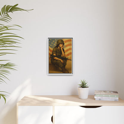 Waiting Warrior Framed Canvas
