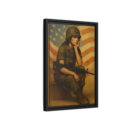 Waiting Warrior Framed Canvas