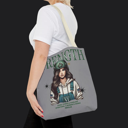 Strength and Elegance Tote Bag — Military Women Veteran Gift Canvas Bag