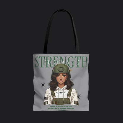 Strength and Elegance Spirit Edition Tote Bag — Military Women Veteran Canvas Bag