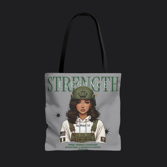 Strength and Elegance Spirit Edition Tote Bag — Military Women Veteran Canvas Bag