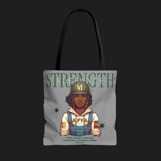 Strength and Elegance Heritage Edition Tote Bag — Military Women Veteran Canvas Bag