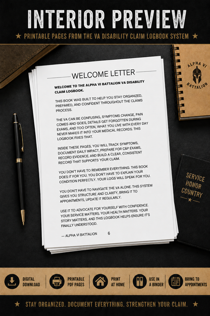 VA Disability Claim Logbook & C&P Journal System
