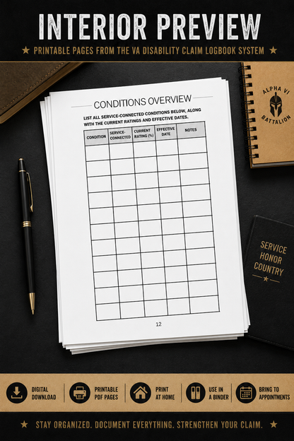 VA Disability Claim Logbook & C&P Journal System