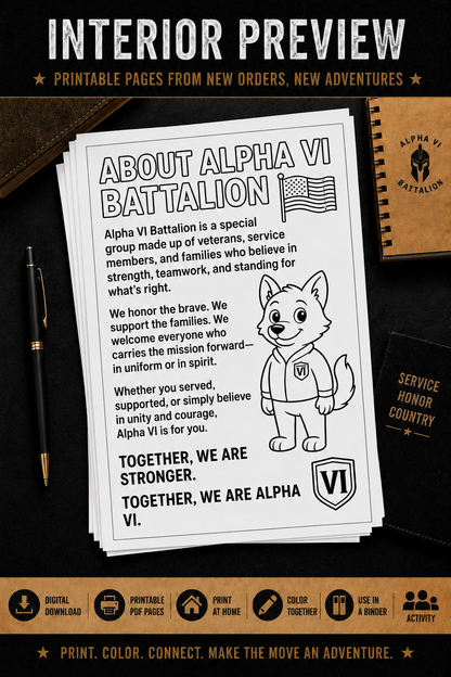 Alpha VI Coloring Book: New Orders, New Adventures – A Military Family's Journey